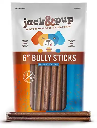Jack&Pup 6 Inch Bully Sticks Dog Treats